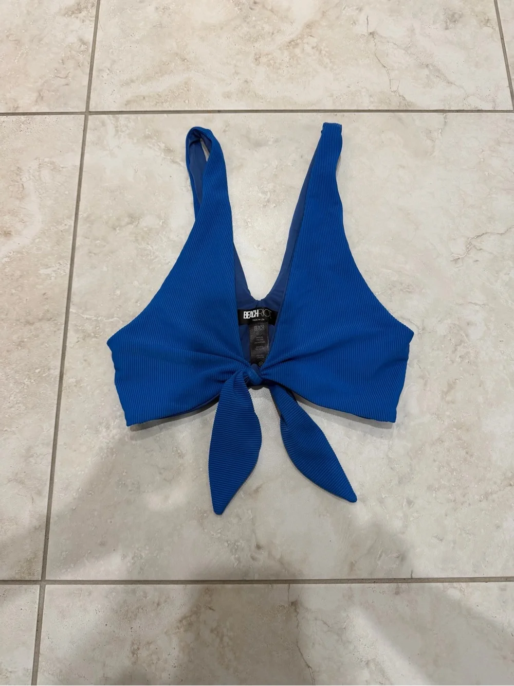 Beach Riot Dallas Ribbed Tie-Front Bikini Top - Picture 1 of 4